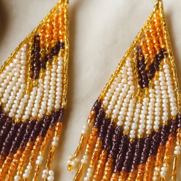 ๐๏ธ Boho Chic Handmade Beaded Statement Earrings | Geometric Tribal Design - Picture 9 of 11